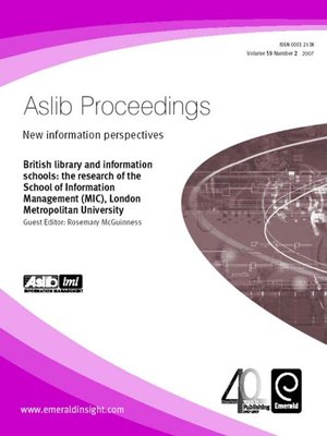 cover image of Aslib Proceedings: New Information Perspectives, Volume 59, Issue 2
